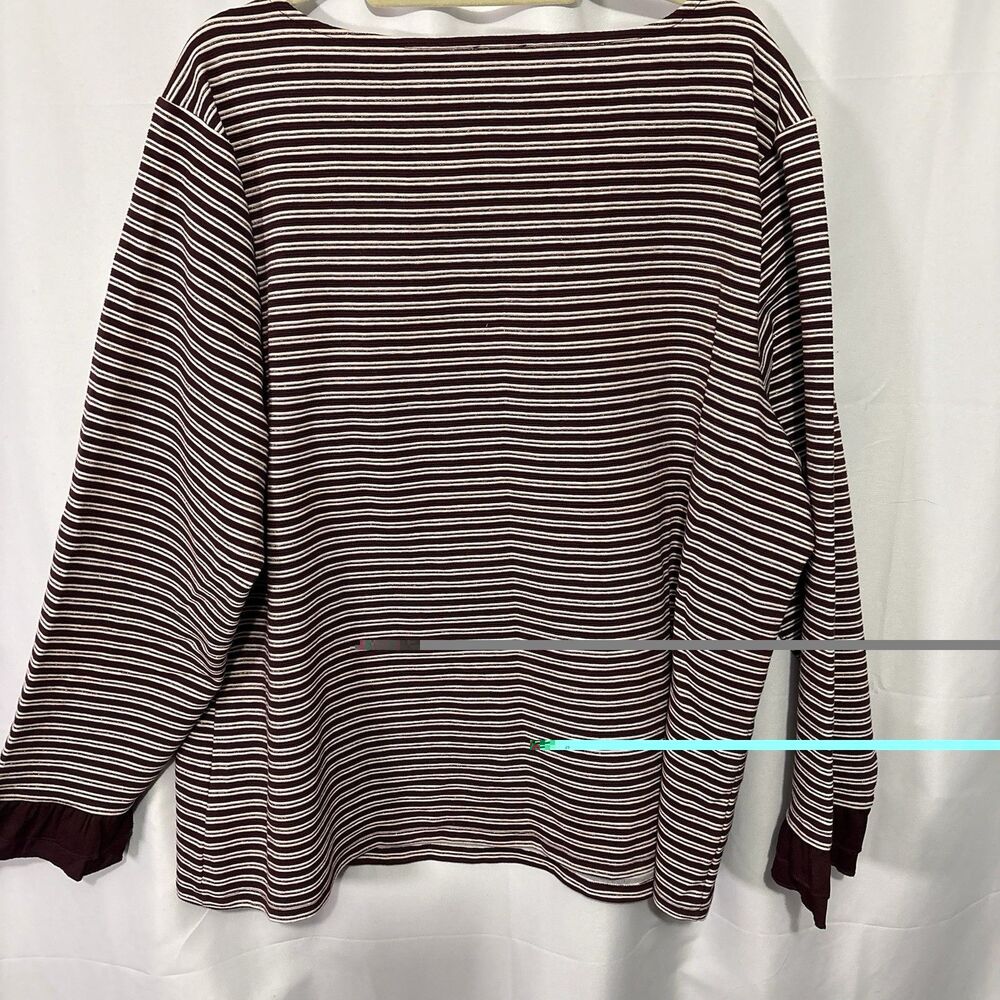 Talbots Striped Knit Top sz 3X Long Sleeve Ruffle Cuff Nautical Preppy Classic - Picture 7 of 7